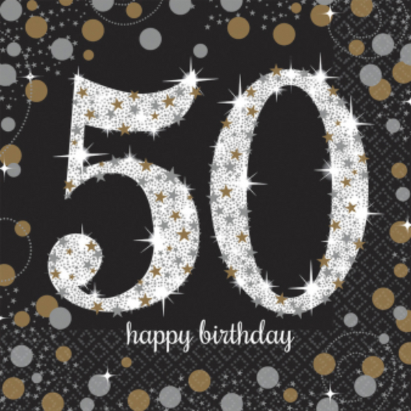 Servietter 50 års fødselsdag 33x33cm  16 stk