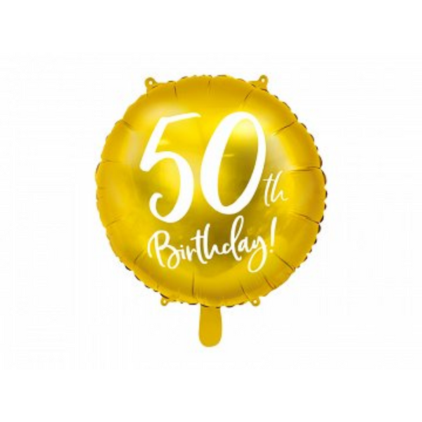 Folieballon guld 50 th birthday 45cm